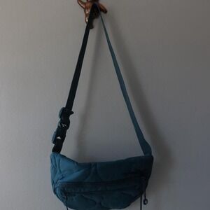 Teal Fanny Pack Y2K Zip Front Multi‎ Pockets Stylish Casual Soft